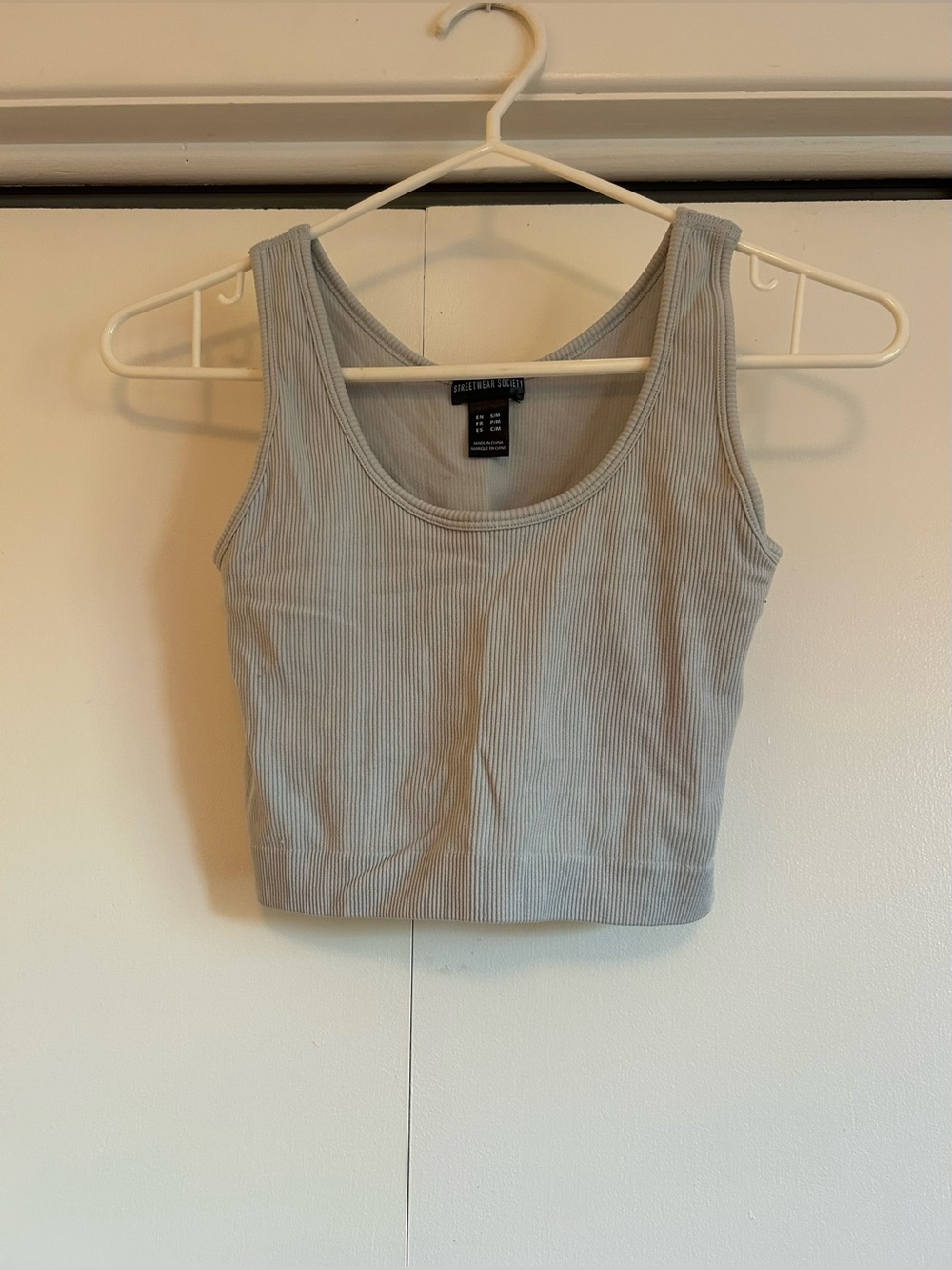 Streetwear Society Blue Ribbed Cropped Tank Top